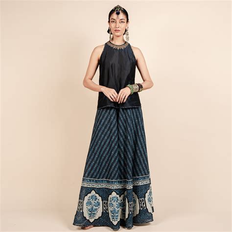 Navy Blue Printed Sharara Set | CHAR