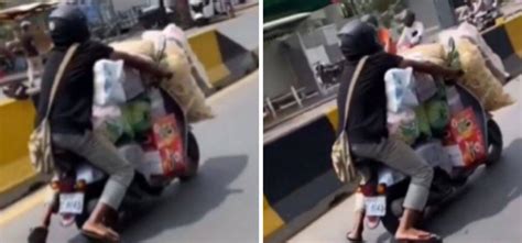 Man Rides Overloaded Scooter In Viral Video