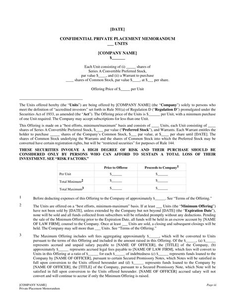 Free Printable Private Placement Memorandum Templates [Word, PDF]