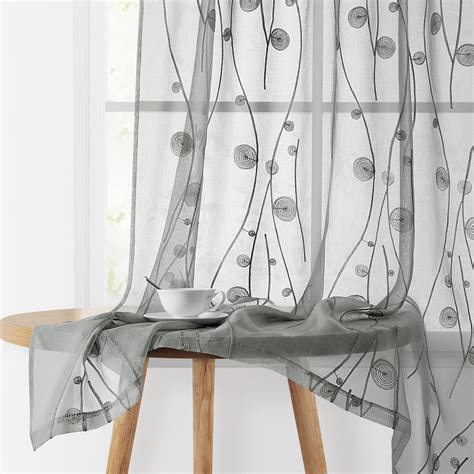 Amazon.com: HOMEIDEAS Grey Sheer Curtains 52 X 63 Inches Length 2 ...