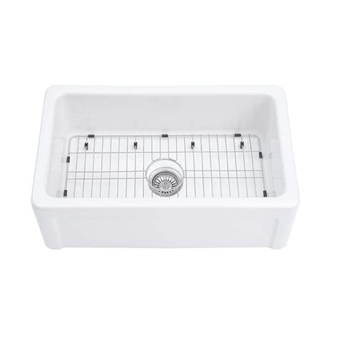 30 Inch Undermount Farmhouse Fireclay Sink Reversible Single Bowl Sink ...