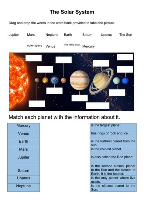 Solar System Worksheet 的图像结果