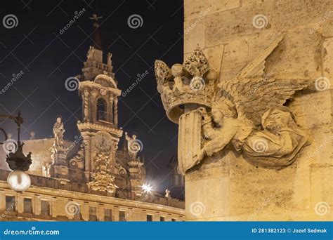 Valencia - the Relief of Royal Arms of Kingdom of Valencia on the Facade of Lonja De La Seda ...