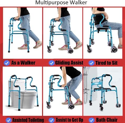 Buy Walker for Seniors，Folding Adult Standard Walkers with 4 Wheels and ...