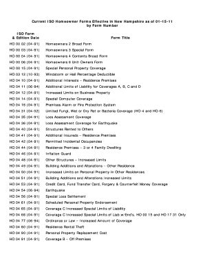 Fillable Online Current ISO Homeowner Forms Effective in New Hampshire ...