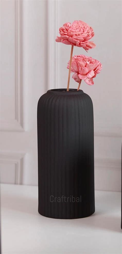 Buy Craftribal's Modern Black Ceramic Flower Vase(10 Inches) for Living ...