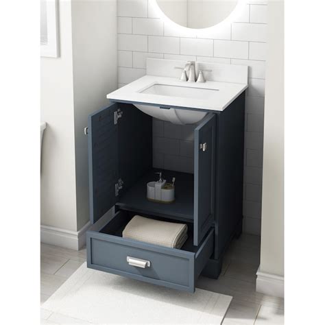allen + roth Leeland 24-in Harbor Blue Undermount Single Sink Bathroom ...