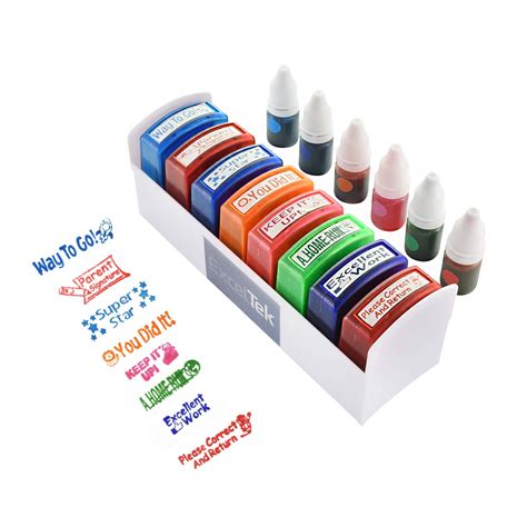Exceltek Self Inking Teacher Stamps Set 8 Pack School Grading ...