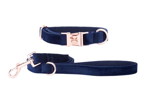 CORNISH BLUE Designer Dog Collar and Lead set in Rose Gold by IWOOF.com ...