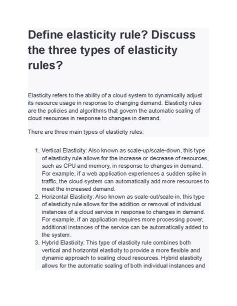 Elasticity Rules in Cloud Computing: Definition and Types - Studocu