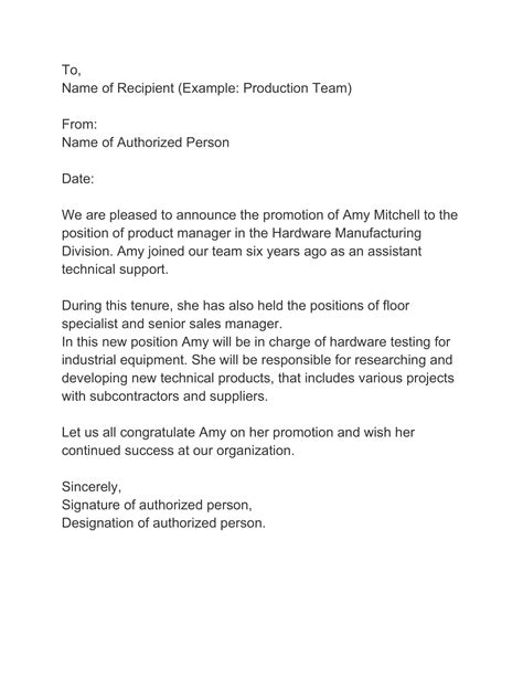 Image result for Promotion Letter Sample