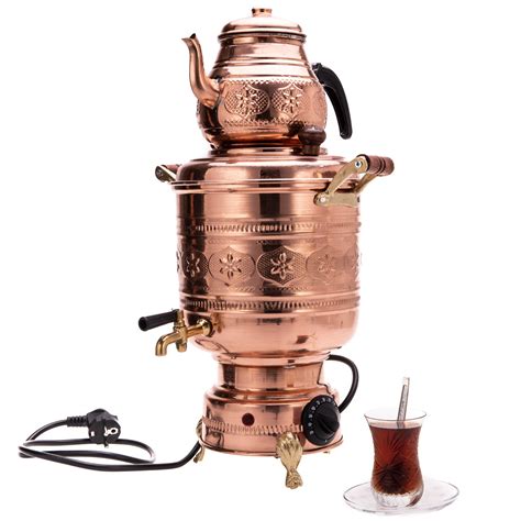 Buy Turkish Electric Copper Samovar / Semaver with Teapot (4.5 Litres ...