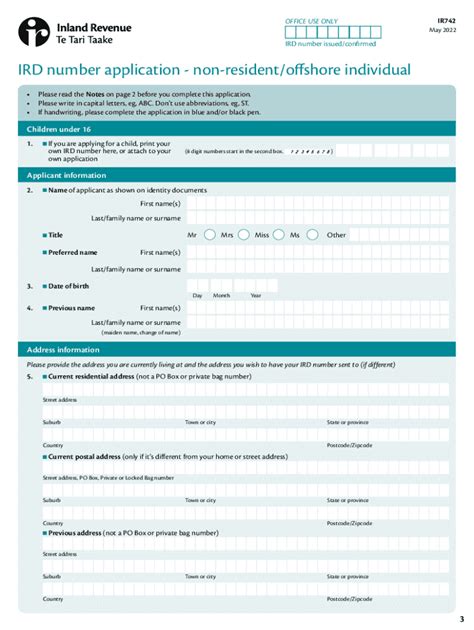 Fillable Online New IRD number application process for offshore persons ...