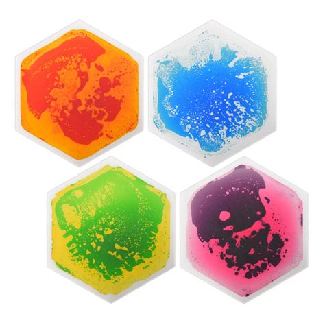 Art3d 4 Tile Hexagon Sensory Floor Tiles for Children, Colorful Liquid ...