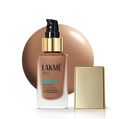 Buy Lakme 9to5 Hya Matte Foundation + Hyaluronic Acid Cool Cocoa - 25ml ...