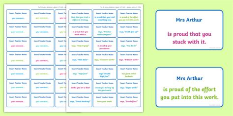 Personalised Editable Growth Mindset Feedback Stickers