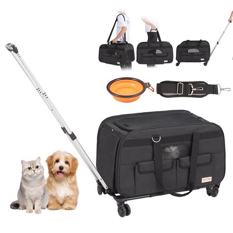 VEVOR Large Dog Cat Carrier with Wheels for upto 35lbs, Rolling Pet ...
