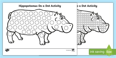 Hippopotamus Do a Dot Activity (teacher made) - Twinkl