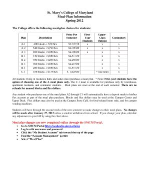 Smcm Dining - Fill Online, Printable, Fillable, Blank | pdfFiller