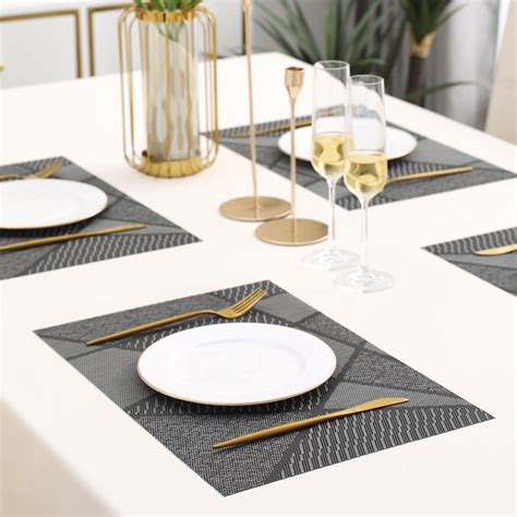 Abstract Black PVC Dining Table Mats | HOKIPO – HOKIPO | Har Ghar ka ...