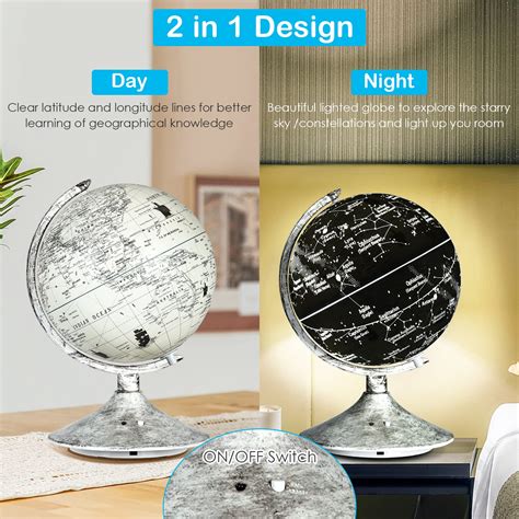 Goplus Illuminated Desktop World Globe, 13’’ 3 IN 1 Educational ...