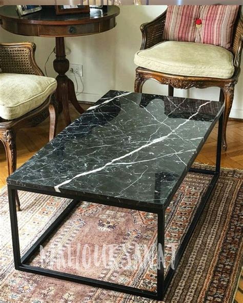 Black marble coffee table natural marble table top art deco etsy – Artofit