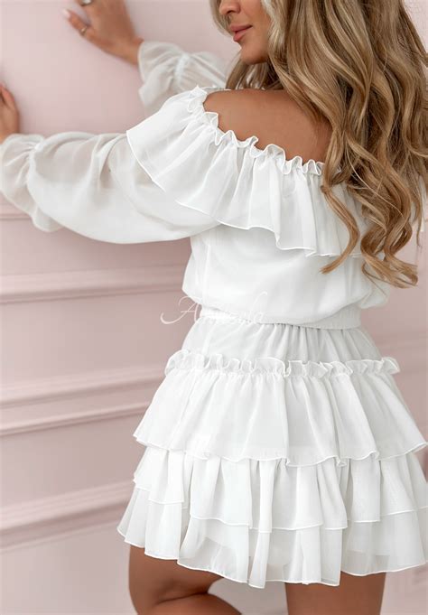 Spanish dress with frills Precious And Delicate ecru - Andżela Online Store