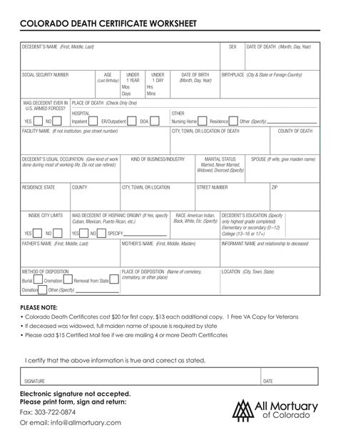 Free Printable Death Certificate Templates [Word, PDF] Forms