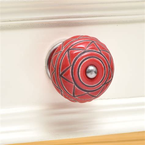 Brown Pattern Etched Ceramic Dresser Knob