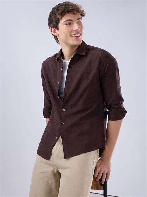 Brunette Brown Slub Textured Shirt – Vastrado