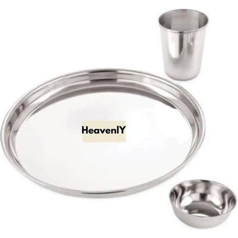 Heavenly 3 pcs Stainless Steel Plate, Bowl & Tumbler Combo Set ...