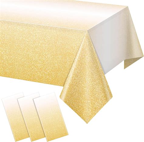 Amazon.com: 3 Pack Ombre Gold Plastic Tablecloth for Parties, Gradient ...
