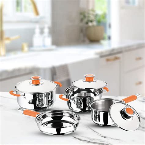 Buy Kuber Industries Set of 4 Stainless Steel Cookware Set I Induction ...