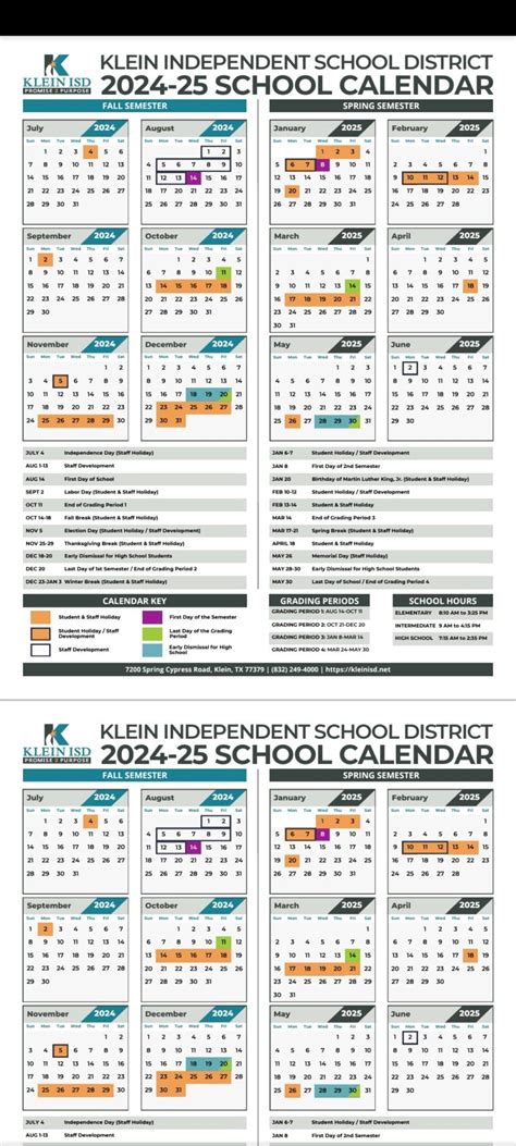 Klein ISD School Calendar with Holidays 2024-2025 [PDF]