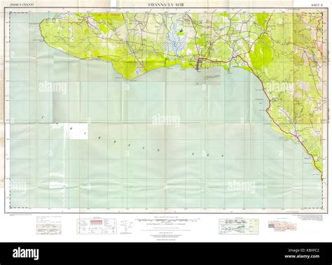 DoOS 1 to 50000 Map of Jamaica Sheet B (Savanna La Mar) 1958 Stock ...