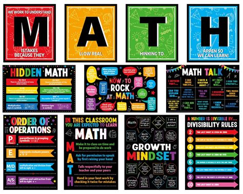 Gisgfim 11 Pcs Math Posters Math Teacher Bulletin Board Classroom ...