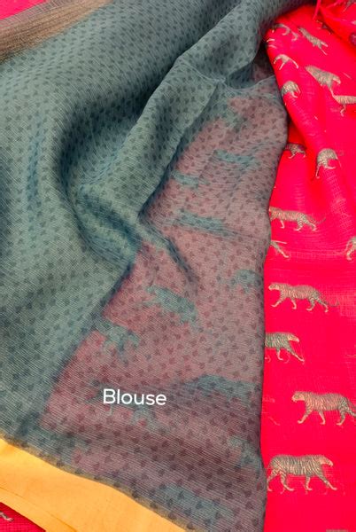 DEEP PINK SOFT MULBERRY SILK SAREE WITH TIGER PRINT – Balaram Saha