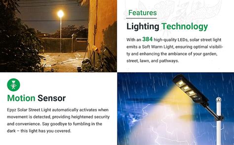 Epyz 90 Watt Solar Street Light Outdoor Waterproof with Motion Sensor ...