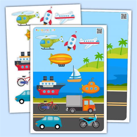 Printable Land Air Water Transportation Matching Activity