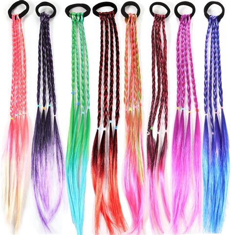 Amazon.com : Savgkoyt 12PCS Colored Hair Extensions for Kids, Braiding ...