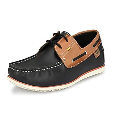 Buy HITZ Men's Black Leather Lace-up Boat Shoes - 6 at Amazon.in