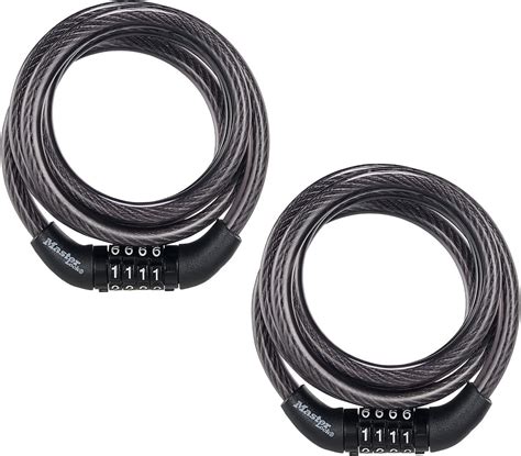 Master Lock Bike Lock Cable, Combination Bicycle Lock, Cable Lock for Outdoor Equipment, 2 Pack ...