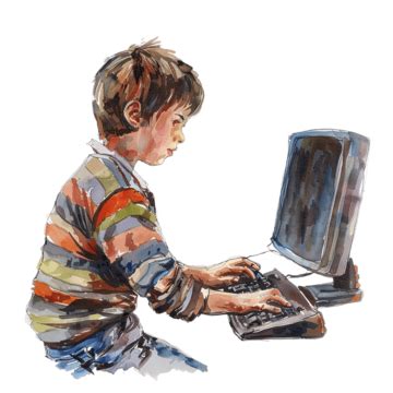 Boy Playing Computer Clip 的图像结果