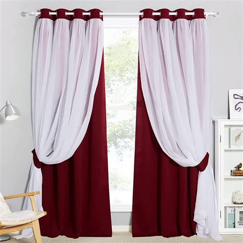 Buy BFAM Sheer Curtains Blackout - Heavy-Duty Light Block Curtain ...