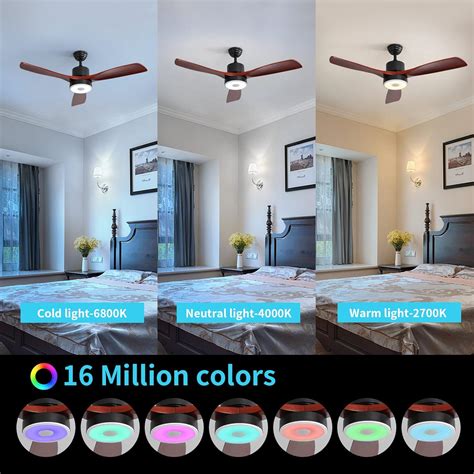 Buy ASALL 52 Inch Smart Wood ceiling fan,with Bluetooth speaker, RGB ...