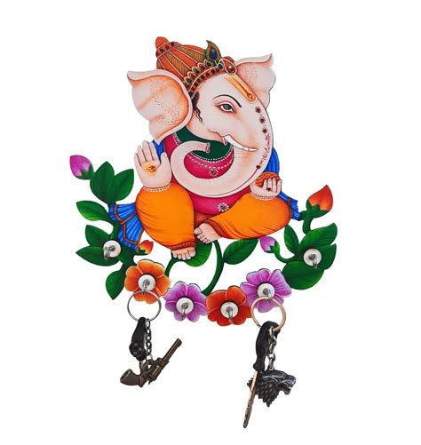 Shiva Arts Wooden Multicolour Handpainted UV Printed Floral Design Six ...