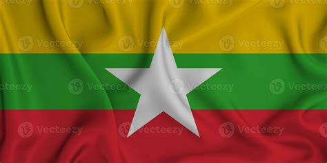 Realistic waving flag of Burma, 3d illustration 23529047 Stock Photo at Vecteezy