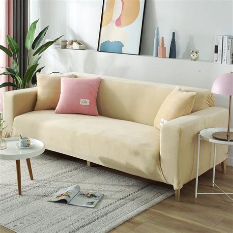 Stretch Sofa Cover Velvet Fabric, Soft 1 Piece Couch | Ubuy India