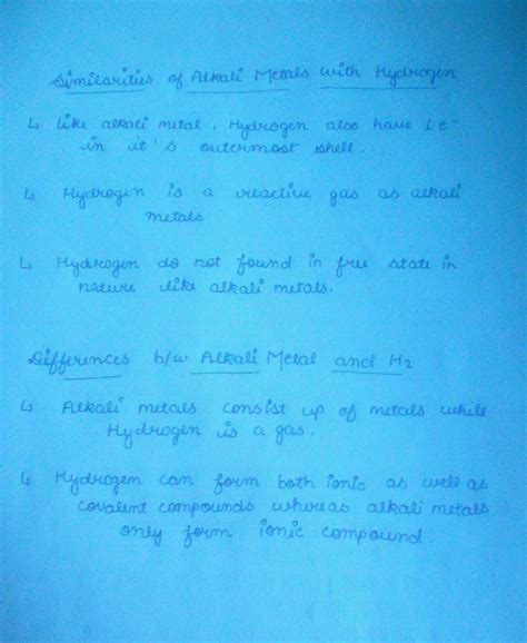 similarities and differences of alkali metals with hydrogen don't copy ...
