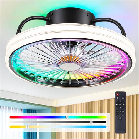 Amazon.com: HUMHOLD 24" Bladeless Ceiling Fan with RGB Light Remote ...